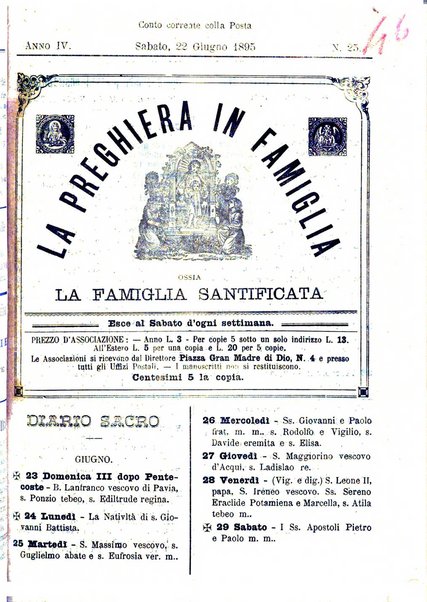 La preghiera in famiglia ossia la famiglia santificata