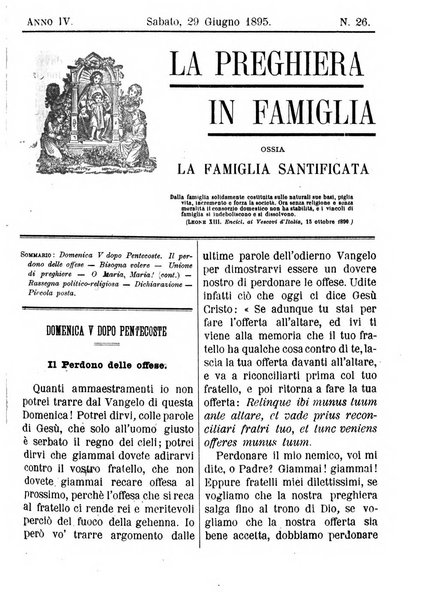 La preghiera in famiglia ossia la famiglia santificata