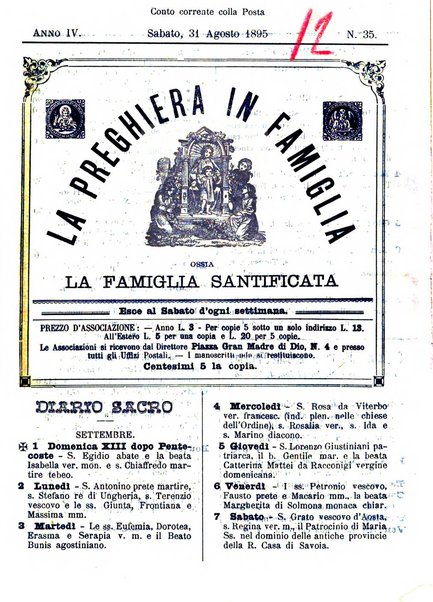 La preghiera in famiglia ossia la famiglia santificata