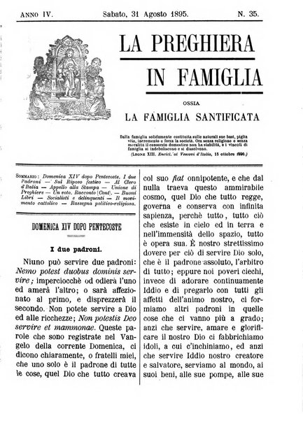 La preghiera in famiglia ossia la famiglia santificata