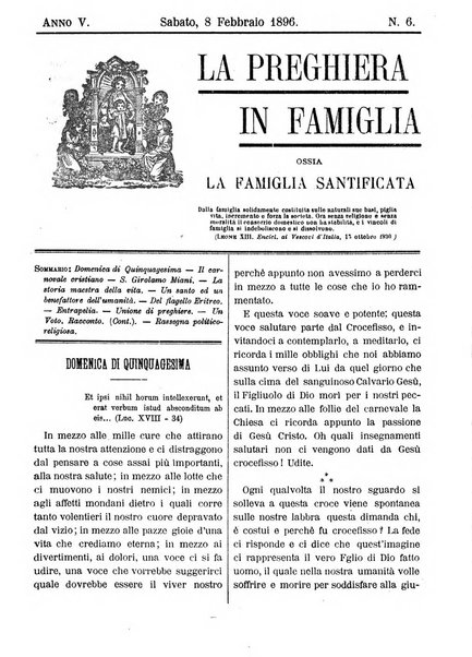 La preghiera in famiglia ossia la famiglia santificata