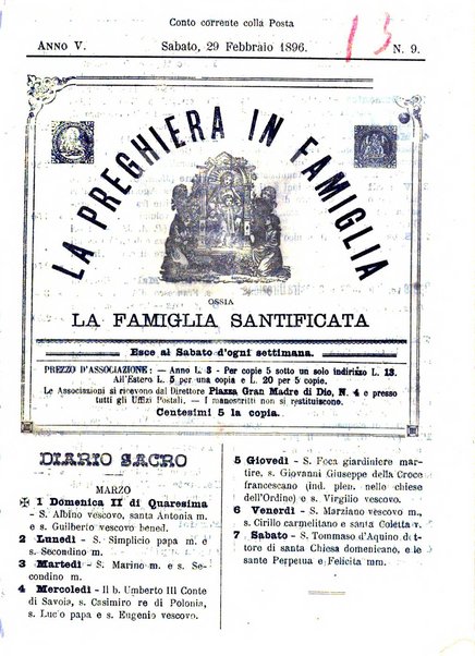 La preghiera in famiglia ossia la famiglia santificata