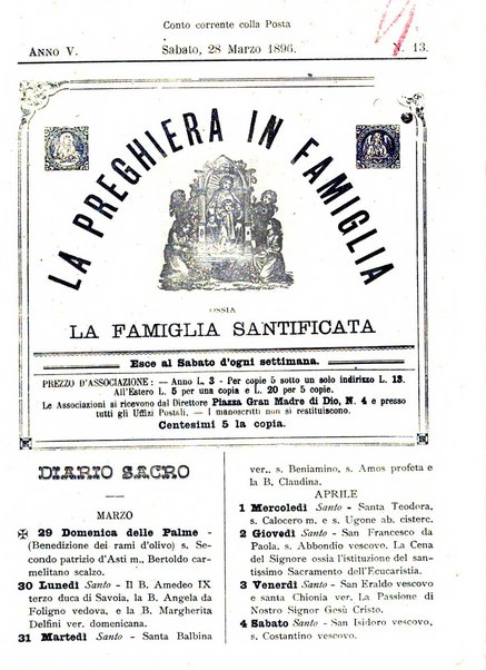 La preghiera in famiglia ossia la famiglia santificata