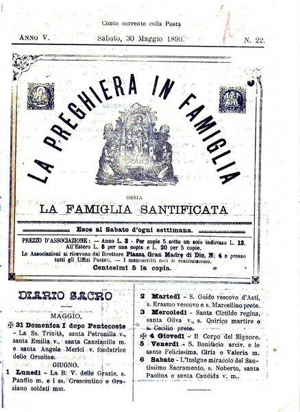 La preghiera in famiglia ossia la famiglia santificata