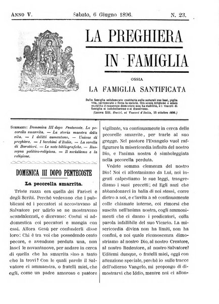 La preghiera in famiglia ossia la famiglia santificata