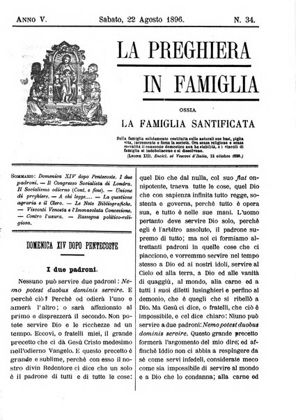 La preghiera in famiglia ossia la famiglia santificata