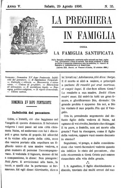 La preghiera in famiglia ossia la famiglia santificata