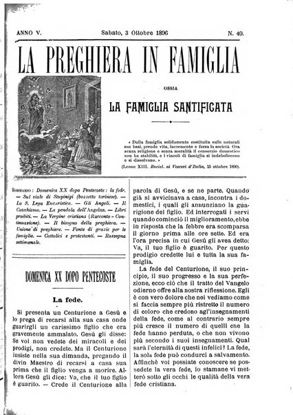 La preghiera in famiglia ossia la famiglia santificata