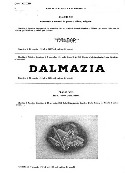 Bollettino dei brevetti per invenzioni, modelli e marchi. Parte 3., Marchi d'impresa