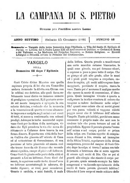 La campana di S. Pietro bollettino religioso settimanale