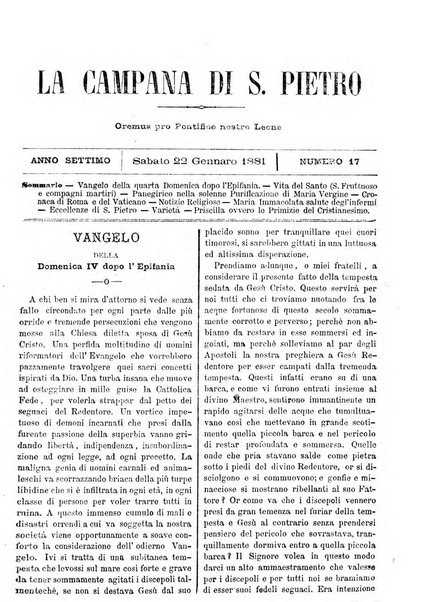 La campana di S. Pietro bollettino religioso settimanale