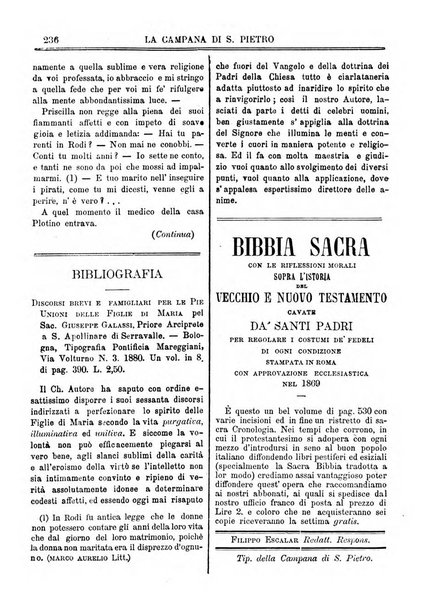 La campana di S. Pietro bollettino religioso settimanale