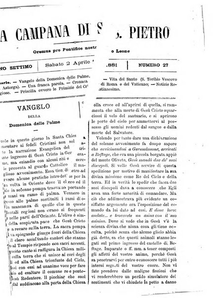 La campana di S. Pietro bollettino religioso settimanale