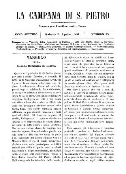 La campana di S. Pietro bollettino religioso settimanale