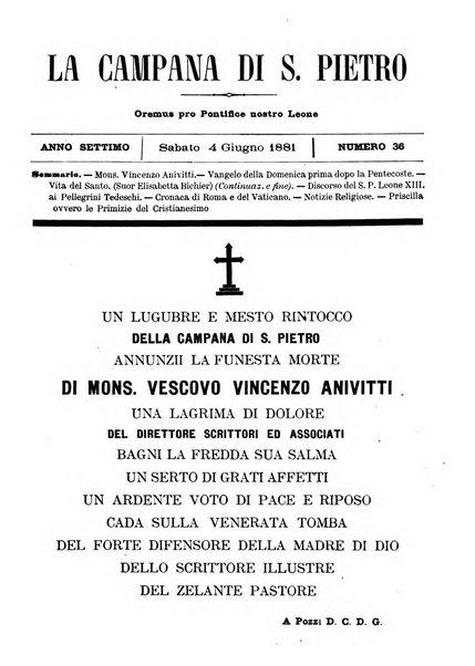 La campana di S. Pietro bollettino religioso settimanale