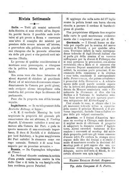 La campana di S. Pietro bollettino religioso settimanale