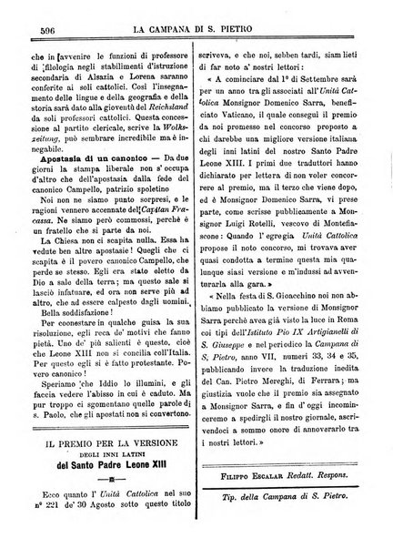 La campana di S. Pietro bollettino religioso settimanale