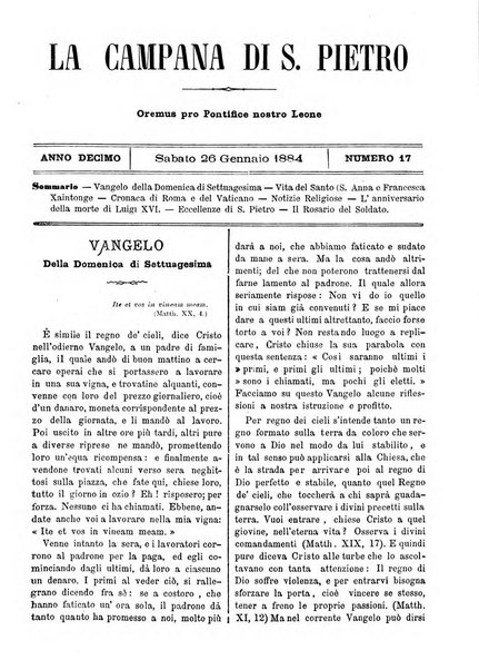 La campana di S. Pietro bollettino religioso settimanale