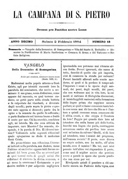 La campana di S. Pietro bollettino religioso settimanale