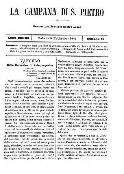 La campana di S. Pietro bollettino religioso settimanale