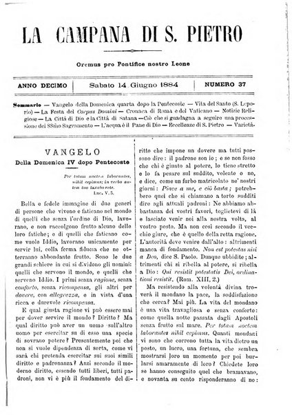 La campana di S. Pietro bollettino religioso settimanale