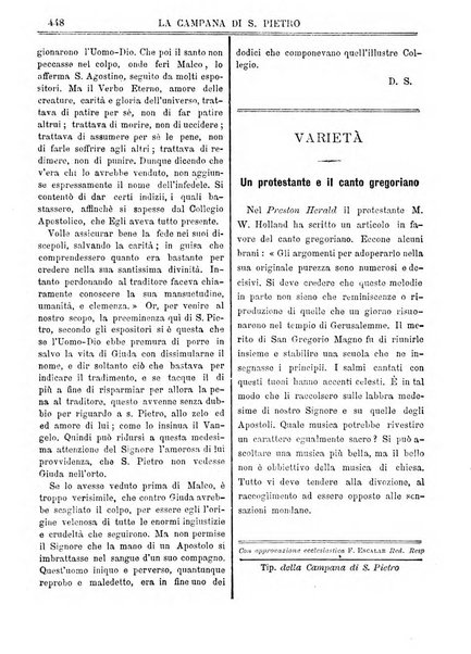 La campana di S. Pietro bollettino religioso settimanale