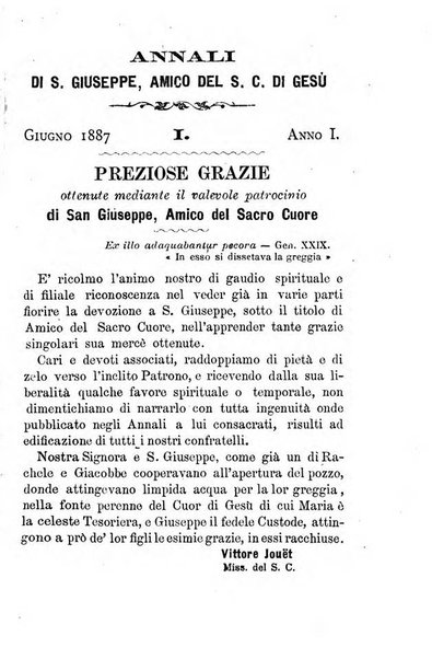 Annali di S. Giuseppe, amico del sacro cuore di Gesu