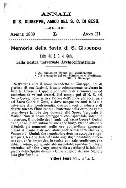 Annali di S. Giuseppe, amico del sacro cuore di Gesu