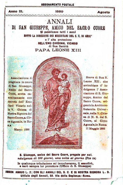 Annali di S. Giuseppe, amico del sacro cuore di Gesu