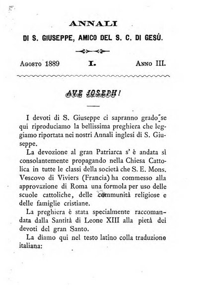 Annali di S. Giuseppe, amico del sacro cuore di Gesu