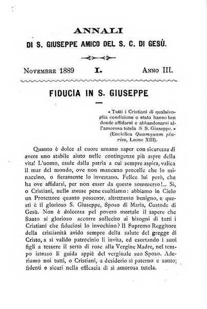 Annali di S. Giuseppe, amico del sacro cuore di Gesu