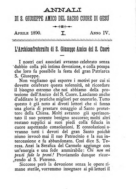 Annali di S. Giuseppe, amico del sacro cuore di Gesu