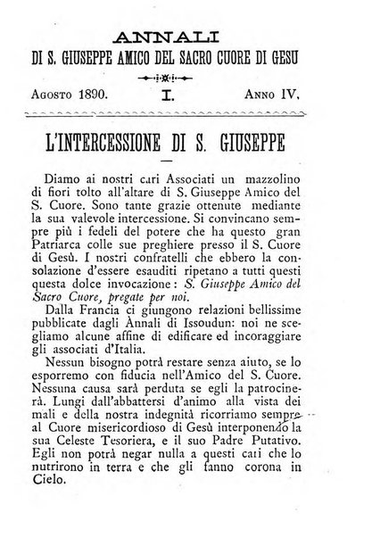 Annali di S. Giuseppe, amico del sacro cuore di Gesu