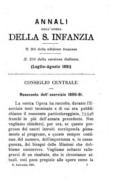 Annali dell'Opera della S. Infanzia