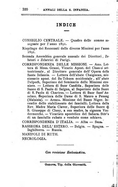 Annali dell'Opera della S. Infanzia