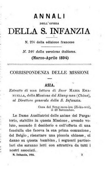 Annali dell'Opera della S. Infanzia