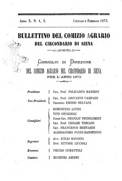 Bullettino del comizio agrario del circondario di Siena