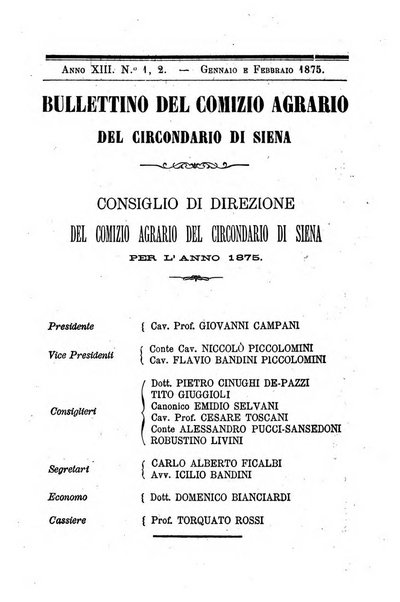 Bullettino del comizio agrario del circondario di Siena