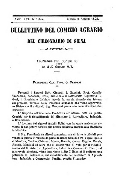 Bullettino del comizio agrario del circondario di Siena