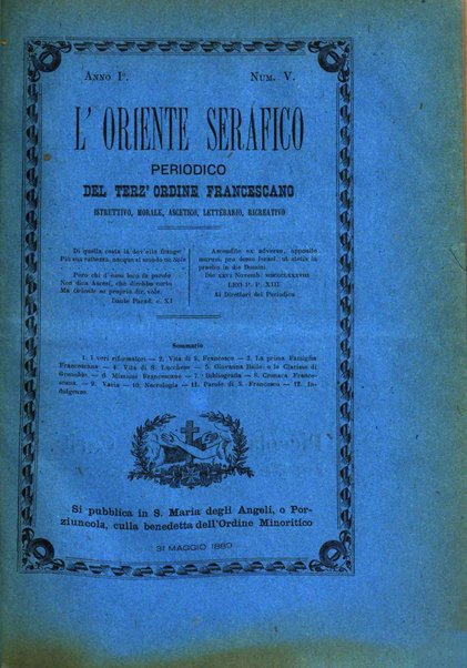 L'oriente serafico bollettino ufficiale per la celebrazione del VII centenario del Terz'Ordine Francescano