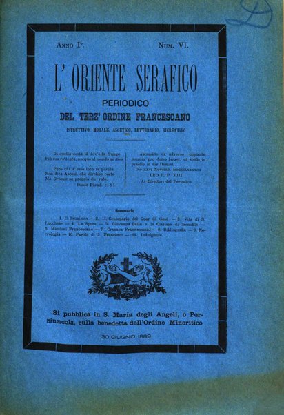 L'oriente serafico bollettino ufficiale per la celebrazione del VII centenario del Terz'Ordine Francescano