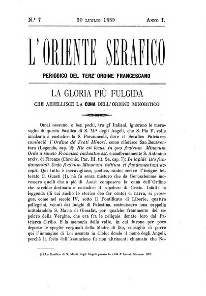 L'oriente serafico bollettino ufficiale per la celebrazione del VII centenario del Terz'Ordine Francescano