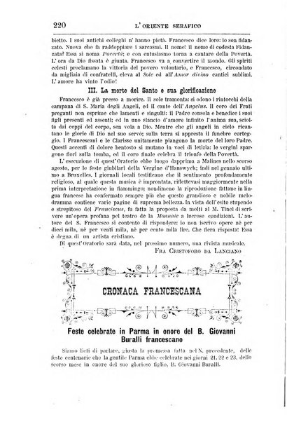 L'oriente serafico bollettino ufficiale per la celebrazione del VII centenario del Terz'Ordine Francescano