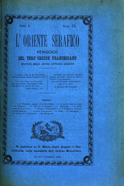 L'oriente serafico bollettino ufficiale per la celebrazione del VII centenario del Terz'Ordine Francescano