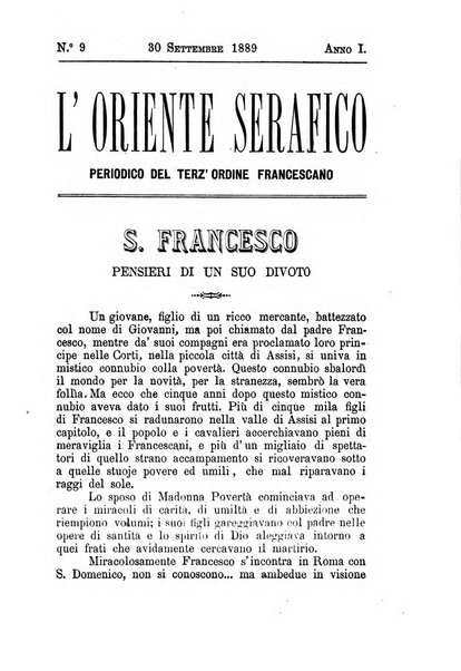 L'oriente serafico bollettino ufficiale per la celebrazione del VII centenario del Terz'Ordine Francescano