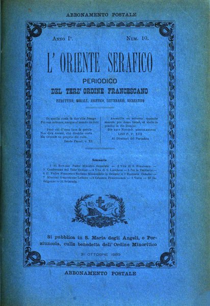 L'oriente serafico bollettino ufficiale per la celebrazione del VII centenario del Terz'Ordine Francescano