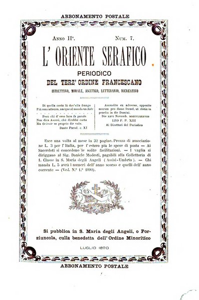 L'oriente serafico bollettino ufficiale per la celebrazione del VII centenario del Terz'Ordine Francescano