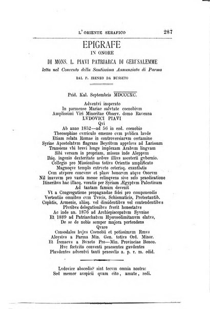 L'oriente serafico bollettino ufficiale per la celebrazione del VII centenario del Terz'Ordine Francescano