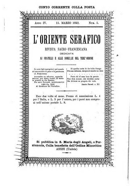 L'oriente serafico bollettino ufficiale per la celebrazione del VII centenario del Terz'Ordine Francescano