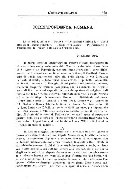 L'oriente serafico bollettino ufficiale per la celebrazione del VII centenario del Terz'Ordine Francescano